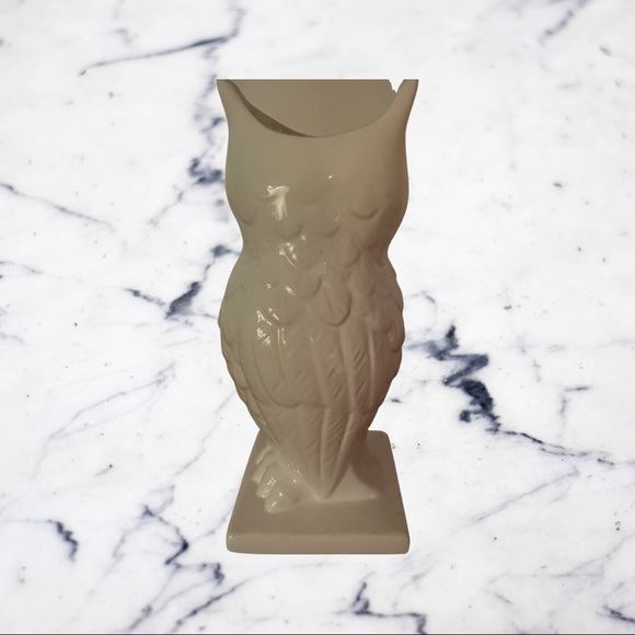 Ceramic white owl vase - Picture 2 of 2